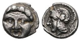 PISIDIA, Selge. Obolo. 350-300 A.C. A/ Gorgona De Frente. R/ Cabeza De Athenas A Izquierda. SNG Von Aulock 5441. Ar. 0,9 - Other & Unclassified