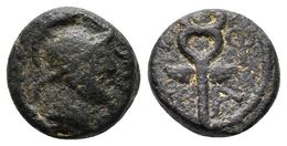 MASSALIA-GALIA. Ae 12. 49 A.C. Marsella (Francia). A/ Cabeza De Minerva Concasco Corintio A Derecha, Delante MAS. R/ Cad - Other & Unclassified