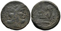 CNAEO POMPEYO MAGNO. As. 46-45 A.C. Hispania. A/ Jano Bifronte. R/ Proa A Derecha, Sobre Esta CN MAG, Debajo IMP. Craw 4 - Republic (280 BC To 27 BC)