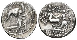 M. AEMILIUS SCAURUS Y P. PLAUTIUS HYPSAEUS. Denario. 58 A.C. Roma. A/ Figura Arrodillada A La Derecha (Rey Aretas De Nab - República (-280 / -27)