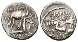 M. AEMILIUS SCAURUS Y P. PLAUTIUS HYPSAEUS. Denario. 58 A.C. Roma. A/ Figura Arrodillada A La Derecha (Rey Aretas De Nab - República (-280 / -27)