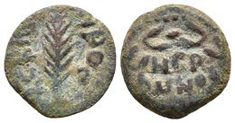 JUDAEA. Porcius Festus (Procurador En Tiempos De Nerón). Prutah. 59-62 D.C. RY 5. Jerusalem. Meshorer 345; Hendin 1351;  - Republic (280 BC To 27 BC)