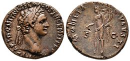 DOMICIANO. As. 92-94 D.C. Roma. A/ Cabeza Laureada A Derecha. IMP CAES DOMIT AVG GERM COS XVI CENS PER P. R/ Moneta Esta - Republic (280 BC To 27 BC)