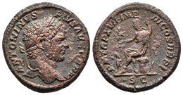 CARACALLA. As. 214 D.C. Roma. A/ Busto Laureado A Derecha. ANTONINVS PIVS AVG GERM. R/ Roma Sedente A Izquierda Con Cora - Röm. Republik (-280 / -27)