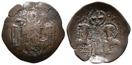 MICHAEL VIII Palaeologus. Trachy. 1261-1282 D.C. Thessalonica. A/ Arcángel Miguel En Pie De Frente Sosteniendo Labarum Y - Bizantinas