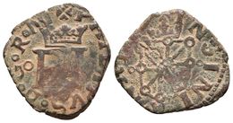 FELIPE II. 4 Cornados. S/D. Pamplona. FI Y Armas De Navarra Entre Roeles. CAL-834; R.Ros 4.3.2 Var. Ae. 3,62g. MBC. - Otros & Sin Clasificación