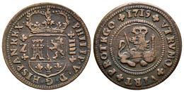 FELIPE V. 4 Maravedís. 1719. Zaragoza. Cal-2024. Ae. 7,93g. MBC. Escasa. - Other & Unclassified