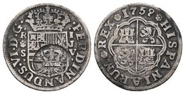 FERNANDO VI. 1 Real. 1759. Sevilla JV. Resello GP Bajo Corona (MBC-), Del Gobierno Portugués. Cal-615. Ar. 2,73g. MBC. - Otros & Sin Clasificación