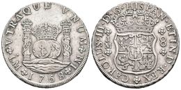 CARLOS III. 8 Reales. 1768. Lima JM. Columnario. Punto Sobre La Primera LMA. Cal-844. Ar. 26,98g. Graffiti En Anverso So - Other & Unclassified