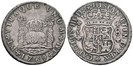 CARLOS III. 8 Reales. 1769. Lima JM. Columnario. Punto Sobre La Primera LMA. Cal-846. Ar. 26,50g. Golpes En El Canto. MB - Otros & Sin Clasificación