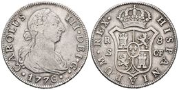 CARLOS III. 8 Reales. 1776. Sevilla CF. Cal-1083. Ar. 26,94g. MBC-. Escasa. - Other & Unclassified