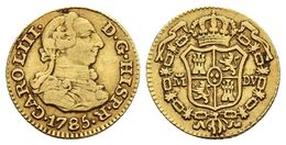 CARLOS III. 1/2 Escudo. 1785. Madrid DV. Cal-777. Au. 1,69g. Estuvo En Aro. MBC. Rara. - Other & Unclassified