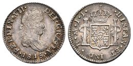 FERNANDO VII. 1/2 Real. 1815. México JJ. Cal-1347. Ar. 1,63g. Preciosa Pátina. EBC-/EBC. - Otros & Sin Clasificación