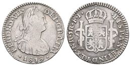 FERNANDO VII. 1 Real. 1818. Santa Fe De Nuevo Reino FJ, ¿Ensayador Rectificado?. Cal-1213. Ar. 3,31g. MBC-. - Other & Unclassified