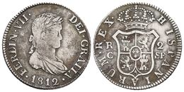 FERNANDO VII. 2 Reales. 1812. Cataluña SF. Cal-858. Ar. 5,52g. MBC-. - Otros & Sin Clasificación