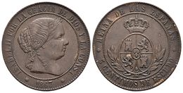 ISABEL II. 5 Céntimos De Escudo. 1867. Sevilla OM. Cal-634. Ae. 12,53g. MBC+/MBC. - Otros & Sin Clasificación