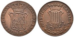 ISABEL II. 6 Cuartos. 1839. Barcelona. Cal-687. Ae. 13,45g. MBC. - Otros & Sin Clasificación