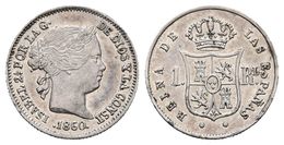 ISABEL II. 1 Real. 1860. Barcelona. Cal-407. Ar. 1,37g. Bonita Pátina. MBC+. - Other & Unclassified