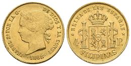 ISABEL II. 4 Pesos. 1868. Manila. Cal-132. Au. 6,81g. Parte Del Brillo Original. EBC/EBC+. Escasa Así. - Other & Unclassified