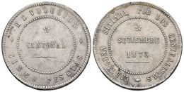 REVOLUCION CANTONAL. 5 Pesetas. 1873. Cartagena . Cal-5. Ar. 29,39g. MBC+. - Otros & Sin Clasificación