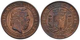 CARLOS VII, Pretendiente. 10 Céntimos. 1875. Oñate. Cal-10. Ae. 9,85g. Limpiada. MBC-. - Other & Unclassified