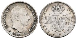 ALFONSO XII. 10 Centavos De Peso. 1883. Manila. Cal-96. Ar. 2,48g. MBC. - Otros & Sin Clasificación
