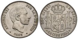 ALFONSO XII. 50 Centavos De Peso. 1883. Manila. Cal-83. Ar. 12,86g. MBC+. - Autres & Non Classés