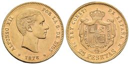 ALFONSO XII. 25 Pesetas. 1876 *18-76. Madrid DEM. Cal-1. Au. 8,06g. EBC-. - Otros & Sin Clasificación