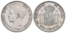 ALFONSO XIII. 1 Peseta. 1900 *19-00. Madrid SMV. Cal-44. Ar. 5,01g. EBC+. - Otros & Sin Clasificación