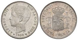 ALFONSO XIII. 1 Peseta. 1900 *19-00. Madrid SMV. Cal-44. Ar. 5,03g. Brillo Original. SC. - Otros & Sin Clasificación