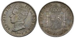 ALFONSO XIII. 1 Peseta. 1903 *19-03. Madrid SMV. Cal-49. Ar. 5,02g. MBC+. - Other & Unclassified