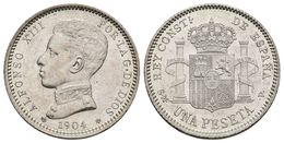 ALFONSO XIII. 1 Peseta. 1904 *19-04. Madrid SMV. Cal-50. Ar. 5,00g. SC-. - Sonstige & Ohne Zuordnung