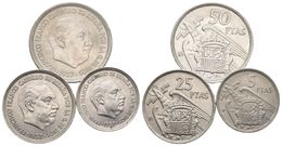 ESTADO ESPAÑOL. 1957. Barcelona BA. I Exposición Iberoamericana De Numismática. (5 Ptas, 25 Ptas Y 50 Ptas). Cal-139. MB - Autres & Non Classés