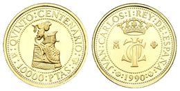 JUAN CARLOS I. 10.000 Pesetas. 1990. Quinto Centenario De Quauhtemoc. Au. 3,37g. Presentada En Estuche Oficial Certifica - Otros & Sin Clasificación