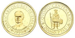 JUAN CARLOS I. 20.000 Pesetas. 1990. Quinto Centenario De America, Tupac Amaru. Au. 6,75g. Presentada En Estuche Oficial - Otros & Sin Clasificación