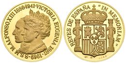 JUAN CARLOS I. A/ SS.MM Alfonso XIII 1886·1941-Victoria Eugenia 1887·1969. R/ Reyes De España "IN MEMORIAM". Au. 34,83g. - Other & Unclassified