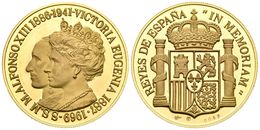 JUAN CARLOS I. A/ SS.MM Alfonso XIII 1886·1941-Victoria Eugenia 1887·1969. R/ Reyes De España "IN MEMORIAM". Au. 34,83g. - Otros & Sin Clasificación