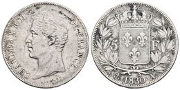 FRANCIA. Carlos X. 5 Francs. 1830. Paris A. Km#728.1. Ar. 24,69g. MBC-. - Other & Unclassified