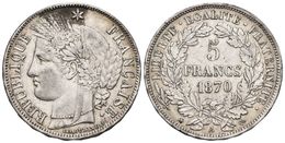 FRANCIA. 5 Francs. 1870. Paris A. KM#819. Ar. 24,94g. MBC. - Otros & Sin Clasificación