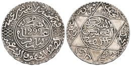 MARRUECOS. Moulay Al-Hasan I. 10 Dirhams (Ryal). 1881 (AH 1299). Paris. Km#Y8. Ar. 14,50g. MBC. - Otros & Sin Clasificación