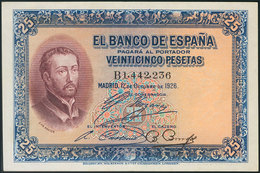 25 Pesetas. 12 De Octubre De 1926. Serie B. (Edifil 2017: 325a). MBC. - Other & Unclassified