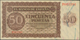 50 Pesetas. 21 De Noviembre De 1936. Banco De España, Burgos. Serie F. (Edifil 2017: 420a). SC-. - Autres & Non Classés