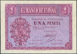 1 Peseta. 12 De Octubre De 1937. Serie A. (Edifil 425). SC. - Otros & Sin Clasificación