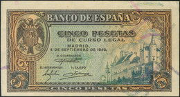 5 Pesetas. 4 De Septiembre De 1940. Serie C. (Edifil 2017: 443a). EBC+. - Otros & Sin Clasificación