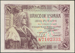 1 Peseta. 15 De Junio De 1945. Serie K. (Edifil 2017: 448a). SC-. - Other & Unclassified