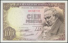 100 Pesetas. 19 De Febrero De 1946. Sin Serie. (Edifil 2017: 451). EBC. - Andere & Zonder Classificatie