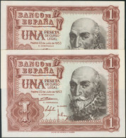 1 Peseta. 22 De Julio De 1953. Serie I, Pareja Correlativa. (Edifil 2017: 465a). SC. - Other & Unclassified