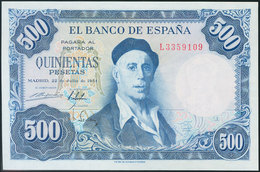 500 Pesetas. 22 De Julio De 1954. Serie L. (Edifil 2017: 468a). SC. - Other & Unclassified