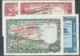 Conjunto De 4 Billetes De Guinea Ecuatorial De La Emisión Del 12 De Octubre De 1969 De 100 Y 1000 Pesetas Guineanas Y De - Otros & Sin Clasificación