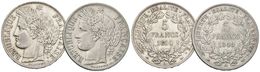 FRANCIA. II República. Conjunto De 2 Monedas De 5 Francs. 1849 Y 1850 (Paris A). Km#761.1. Ar. MBC/MBC+. - Other & Unclassified